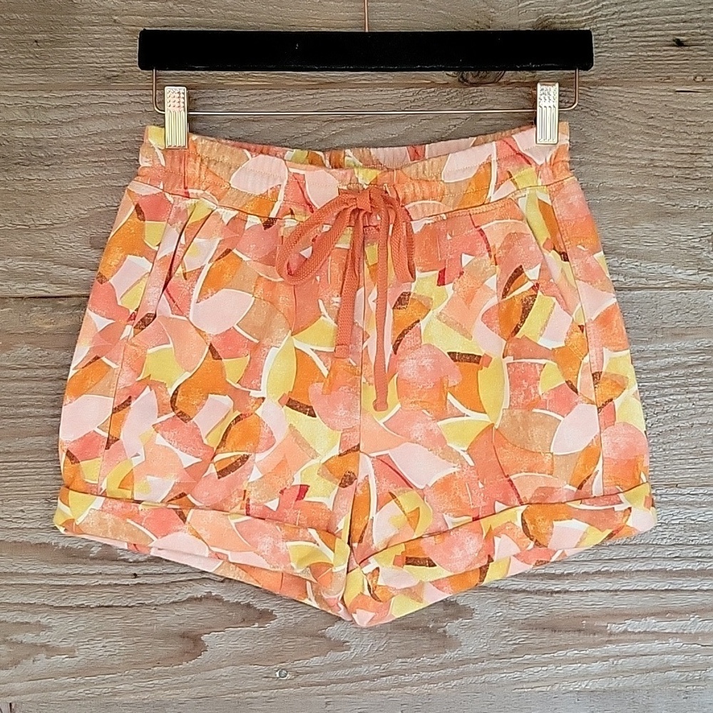 Anthropologie Daily Practice Size XS Orange Geometric Print Lounge Shorts